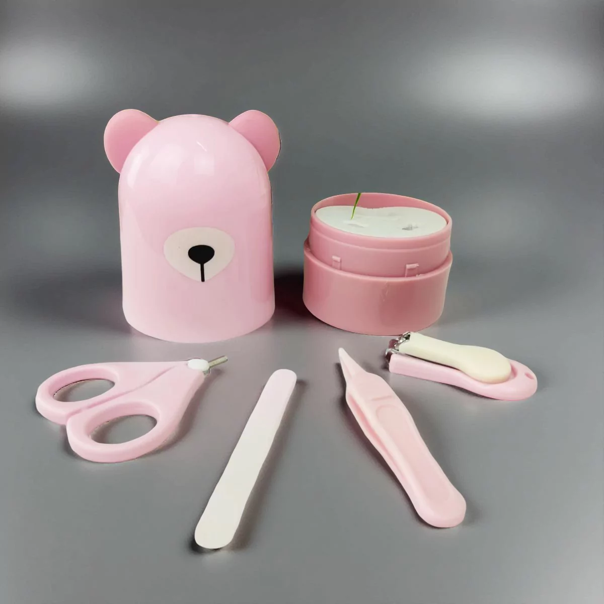 Манікюрний набір для немовлят «Ведмедик», рожевий — повна комплектація інструментів