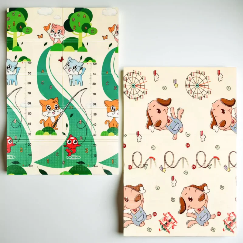 Дитячий складний килимок 180×120 см «Кошенята/Цуценята» (двосторонній)