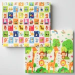 Дитячий складний килимок 200×180 см «Тварини/Зростомір» (двосторонній)