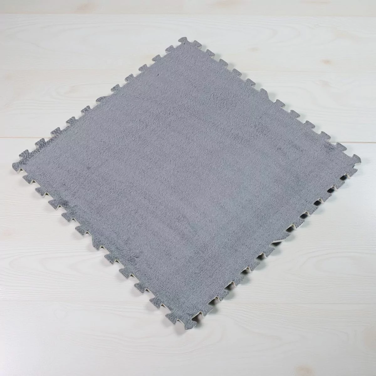 Килимок-пазл плюшевий 60×60 см «Світло-сірий»