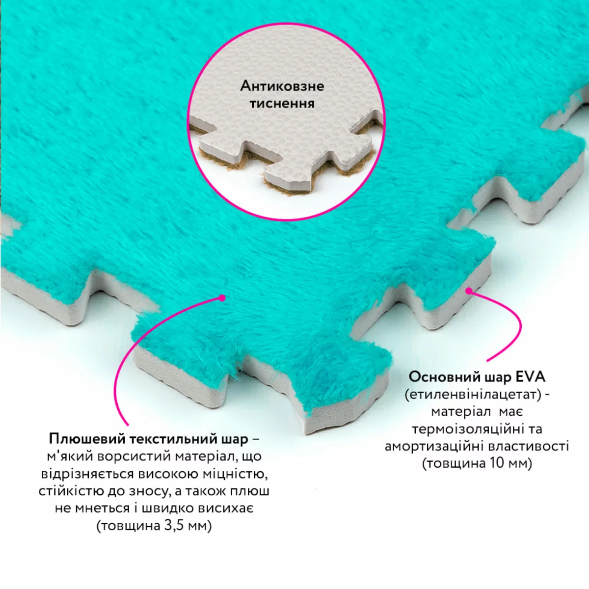 Антиковзне тиснення знизу та плюшевий верх — детальний знімок
