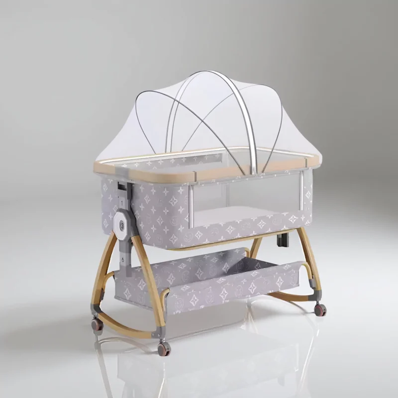 Дитяче приставне ліжечко з матрацом для немовлят HK-0004