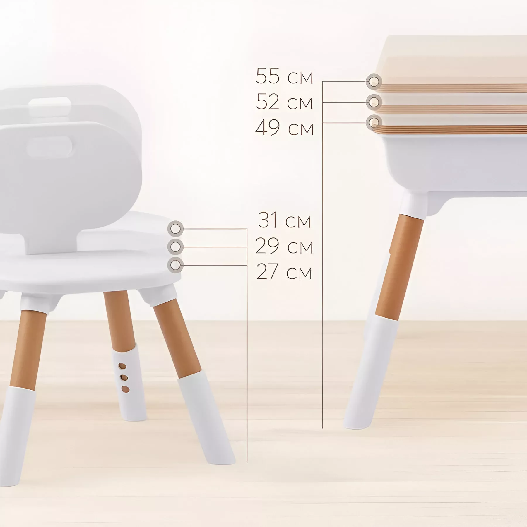 Дитячий стіл зі стільцем для навчання та малювання, зручна висота для дитини